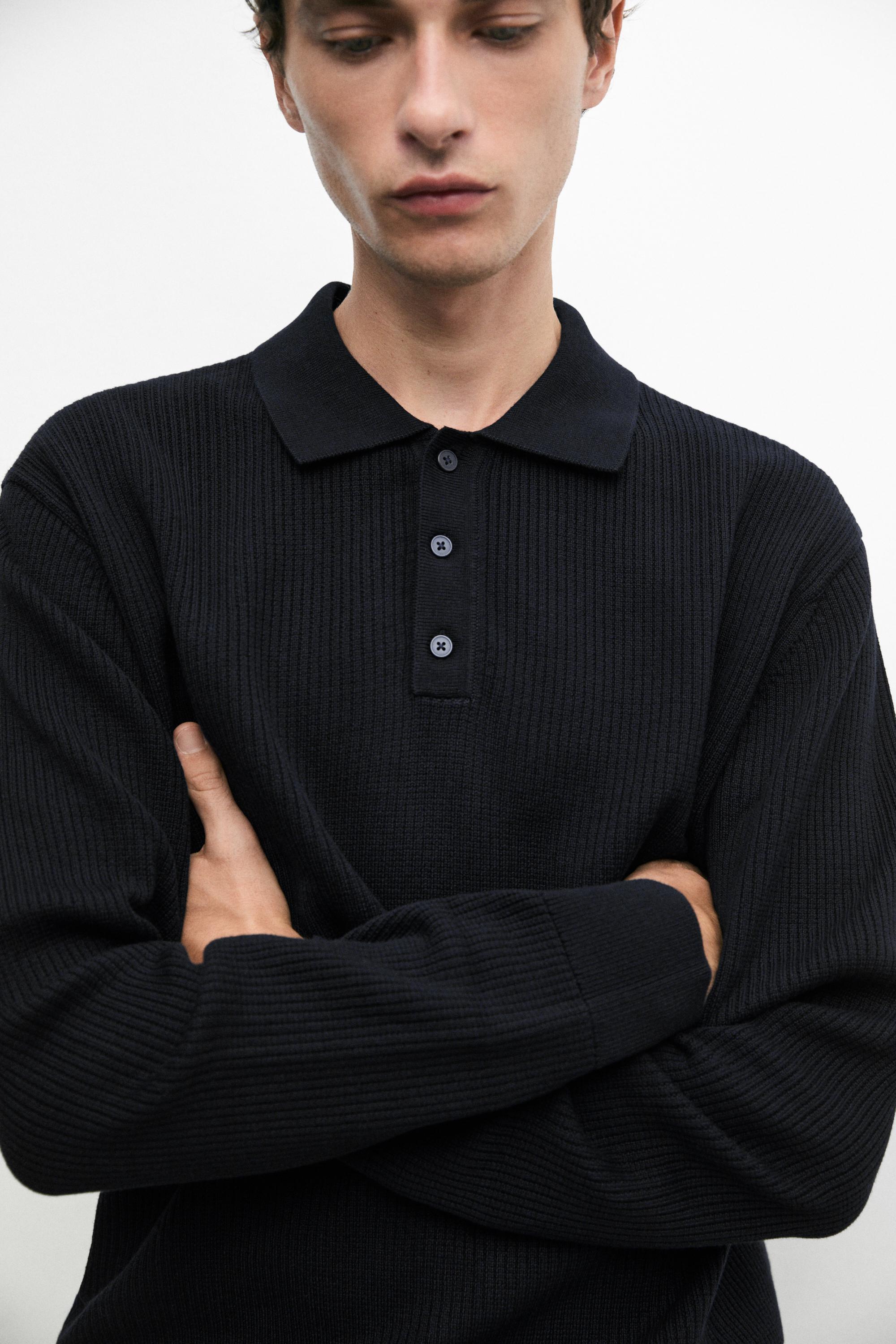 Pull en maille col polo boutonné